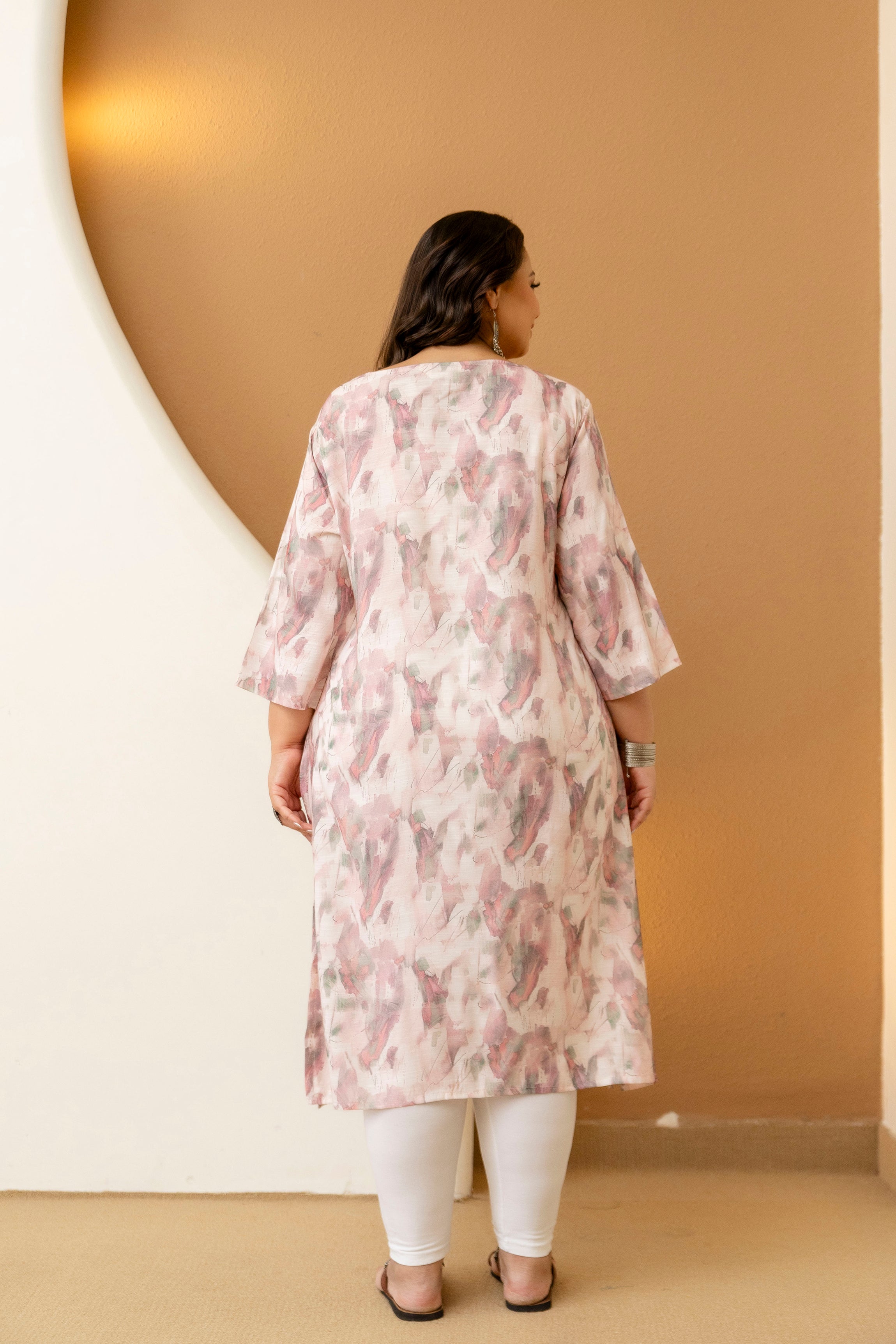 Blush Pink Floral Plus Size Kurti