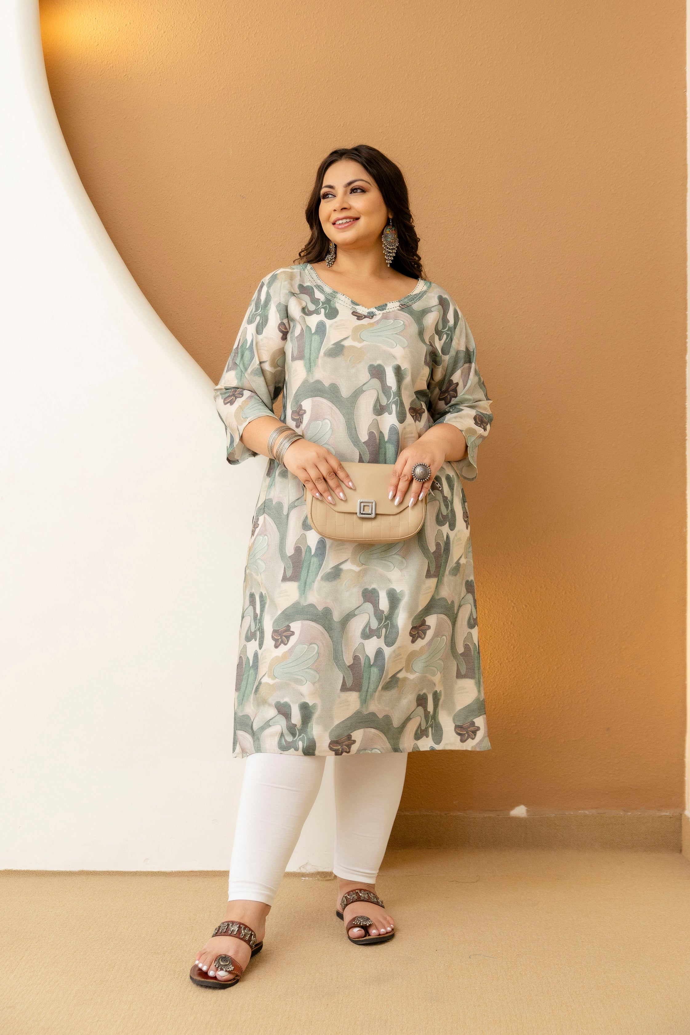 Ivory Floral Plus Size Kurti