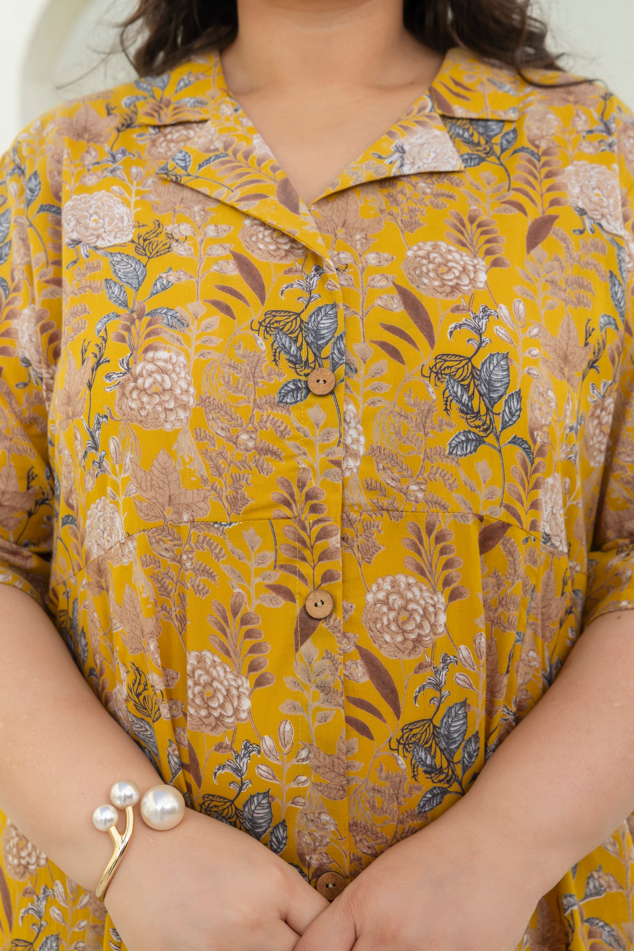 Mustard Bloom Flared Dress