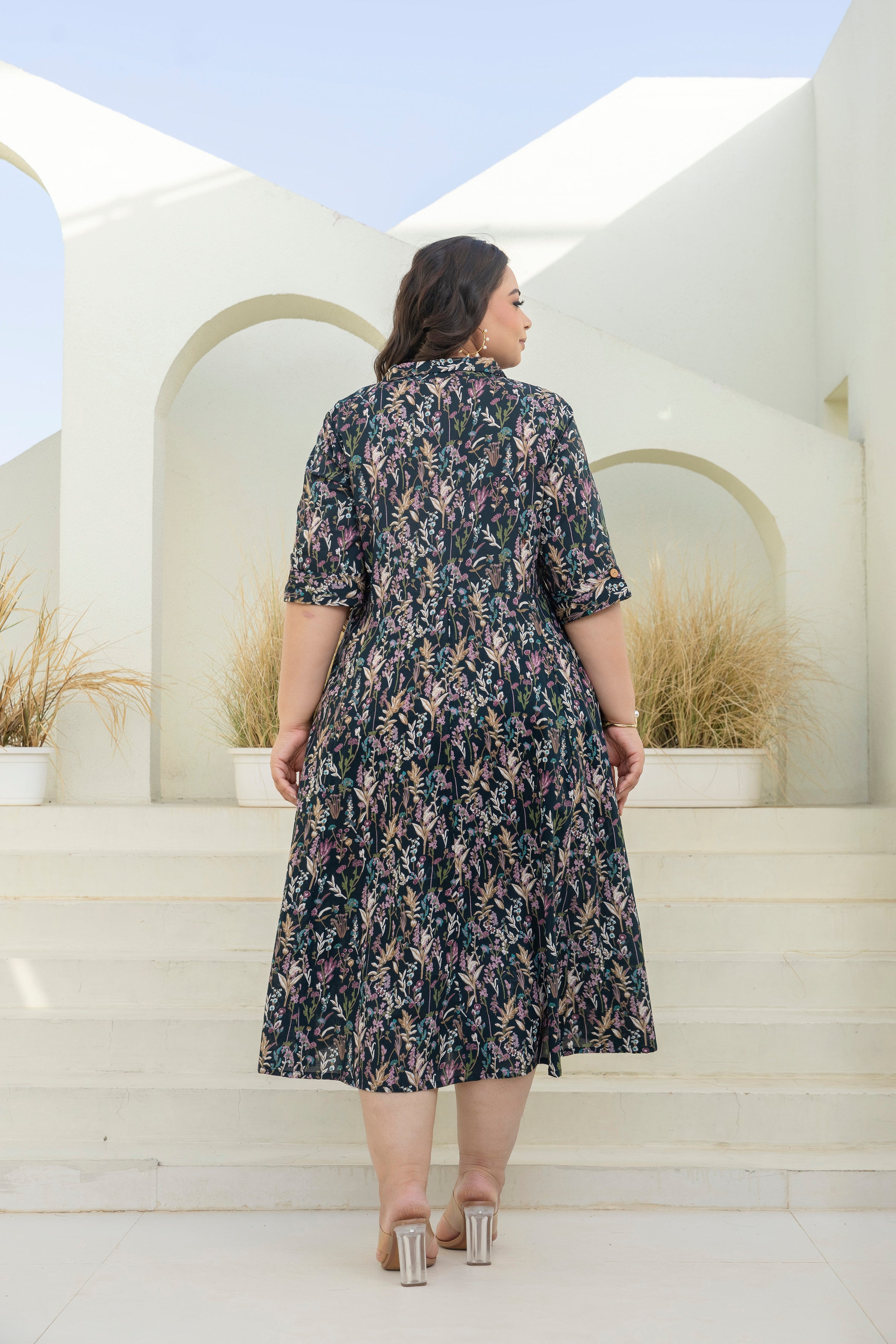 Midnight Floral Shirt Dress