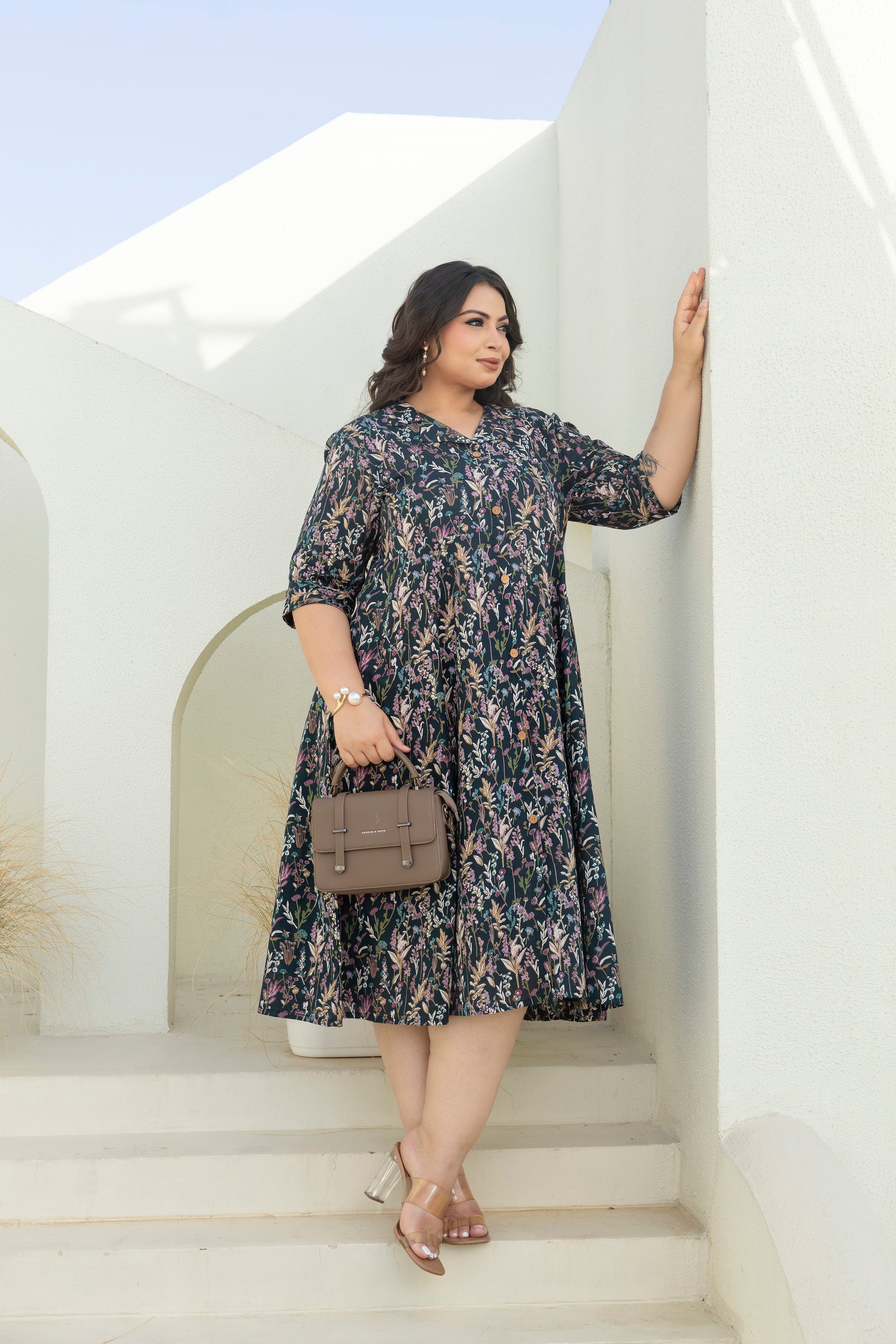 Midnight Floral Shirt Dress