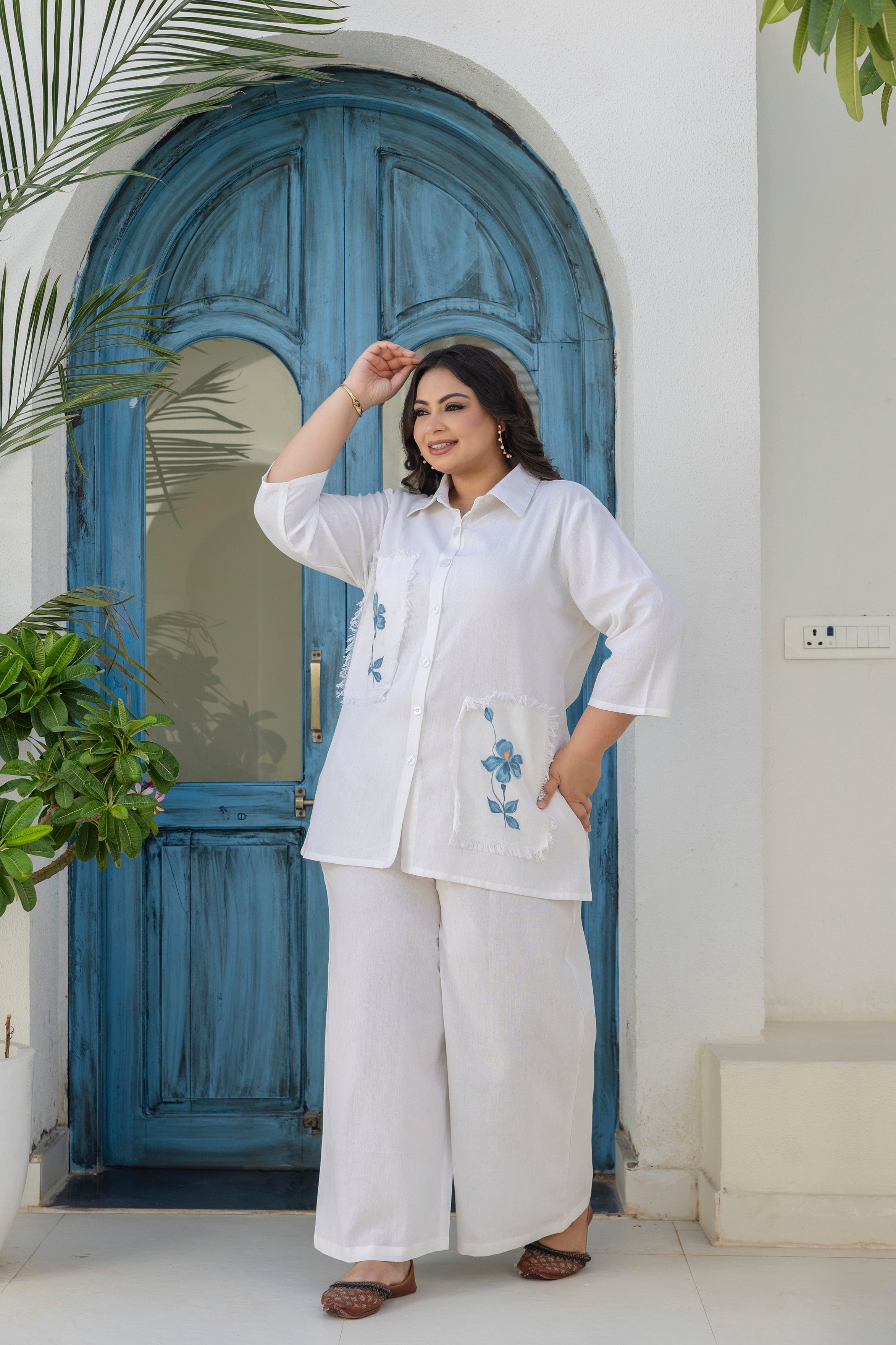 Ivory Brush Bloom Short Co-ord Set