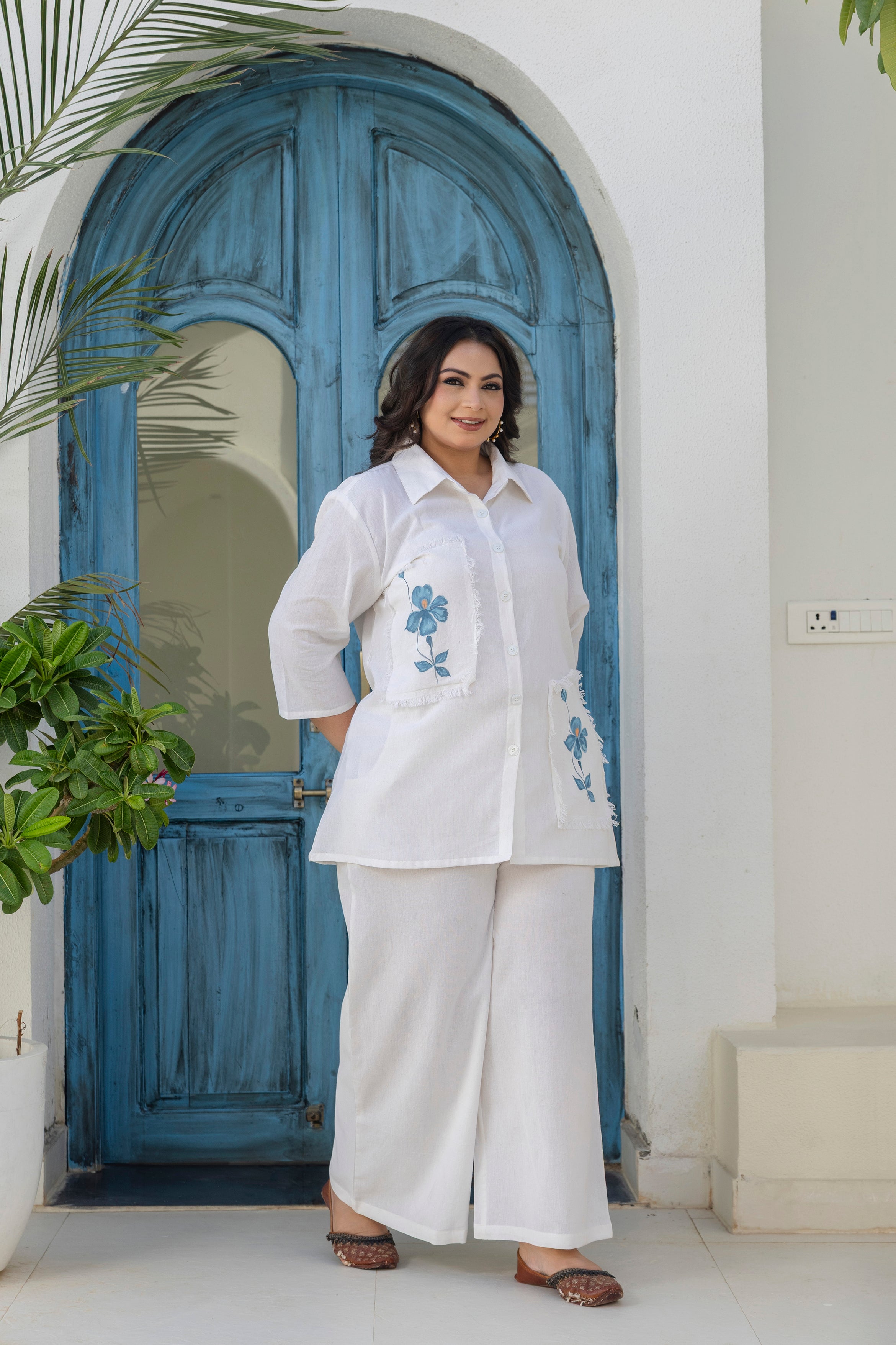 Ivory Brush Bloom Short Co-ord Set