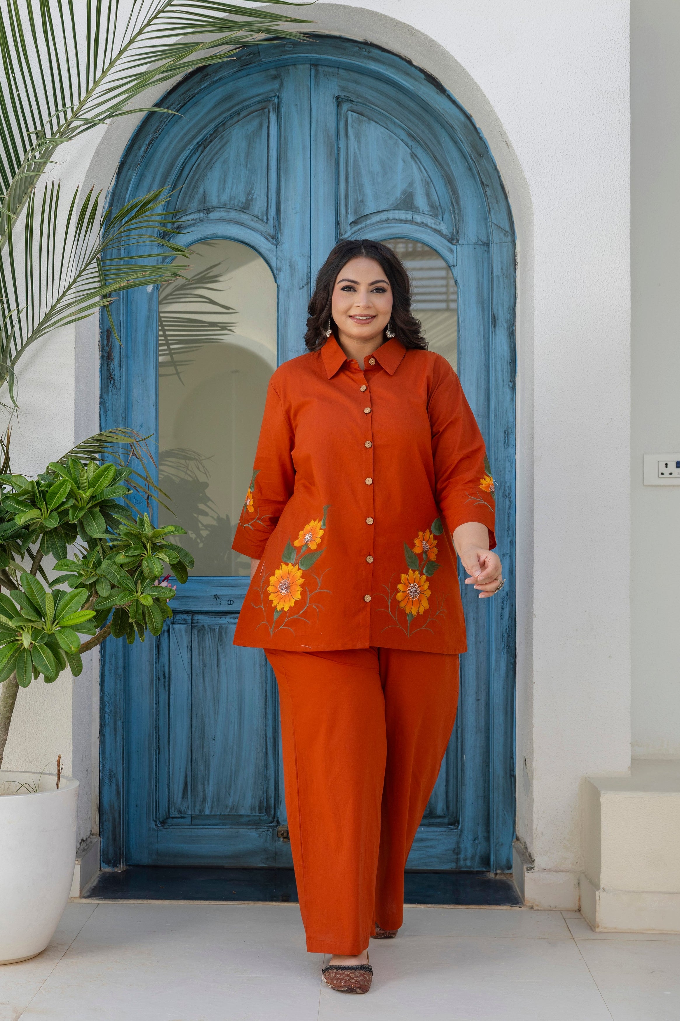 Orange Brush Paint Coord Set