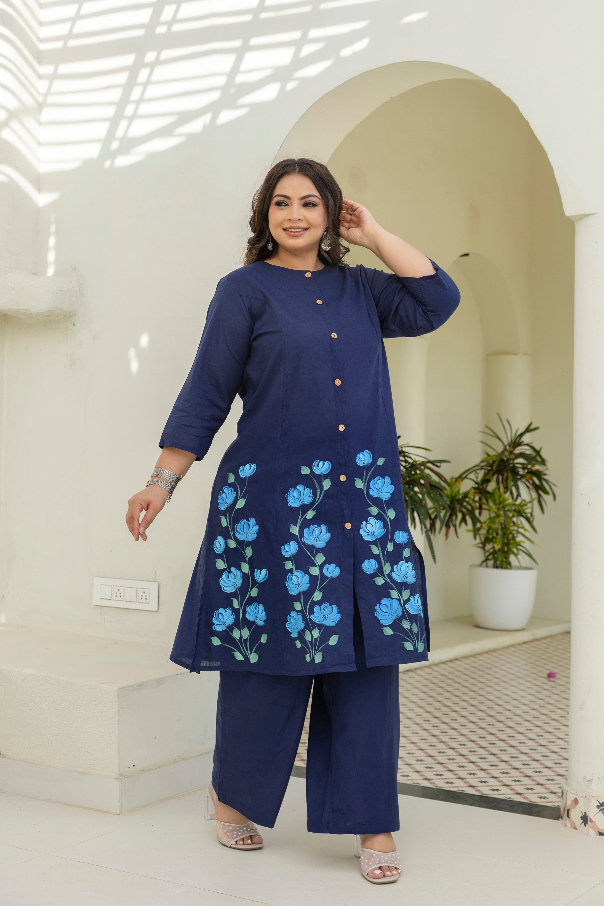 Navy Blue Brush Painted Coord Set