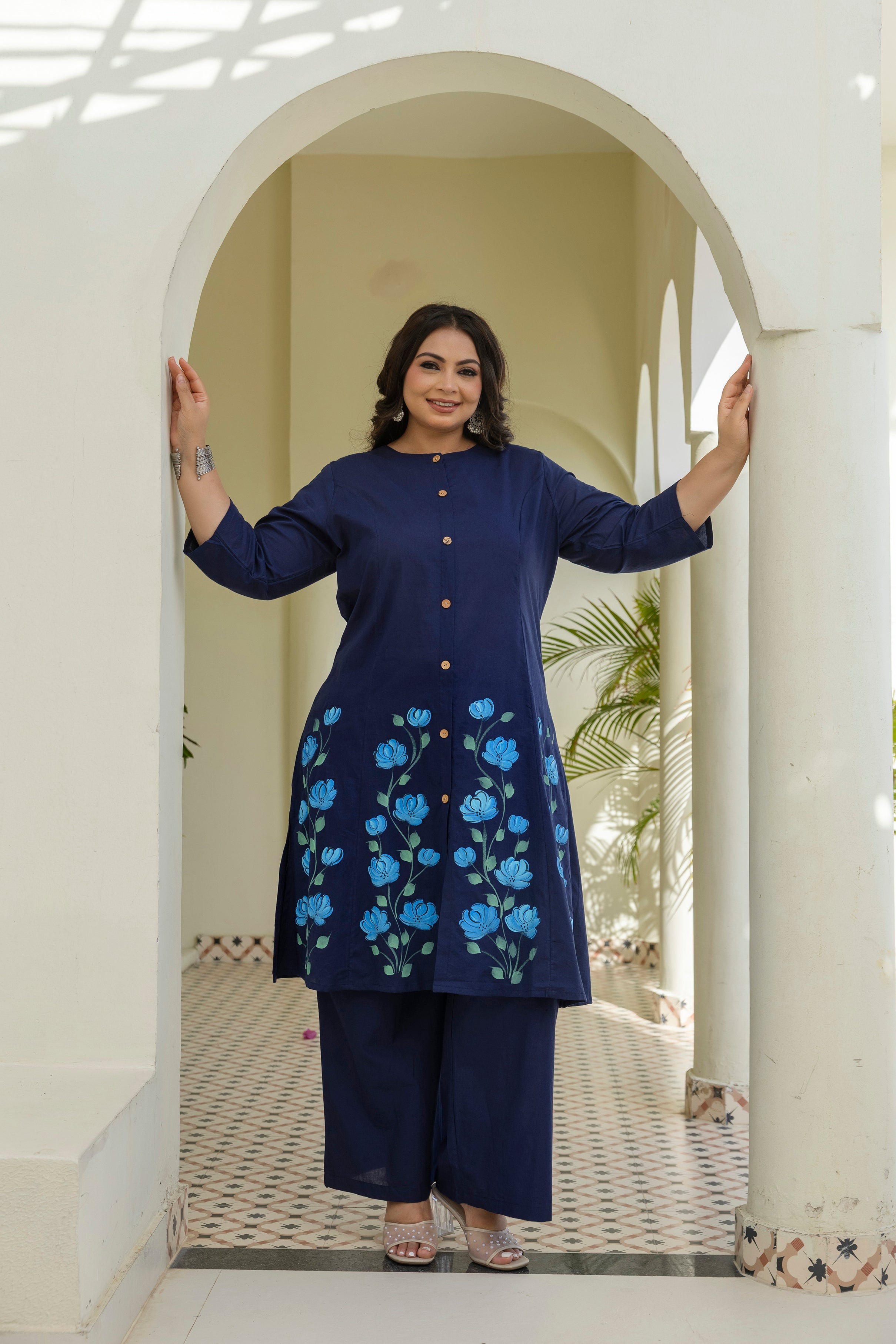 Navy Blue Brush Painted Coord Set