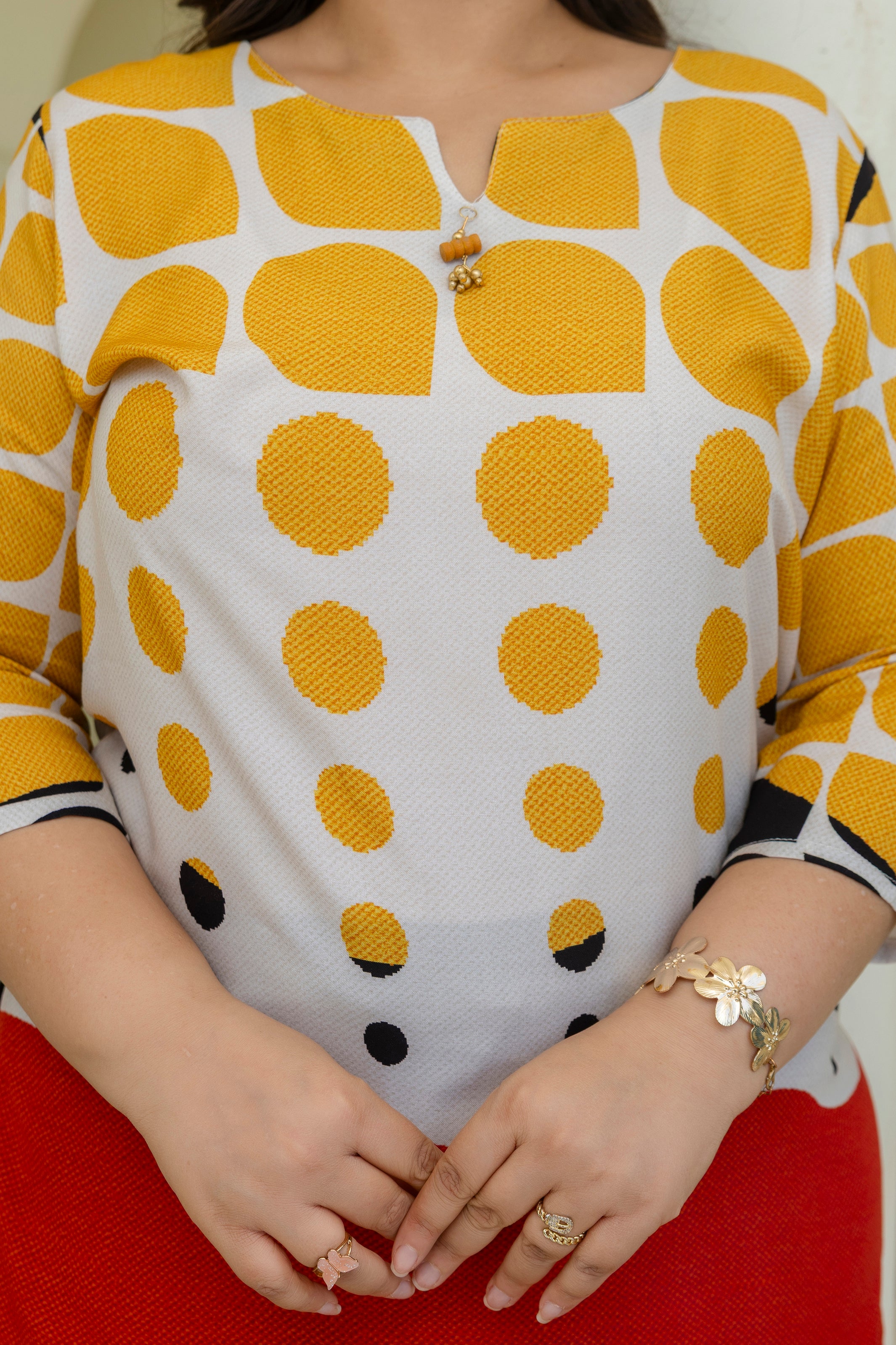 Mustard Polka Dot Printed Co-Ord Set with Trending Farshi Salwar