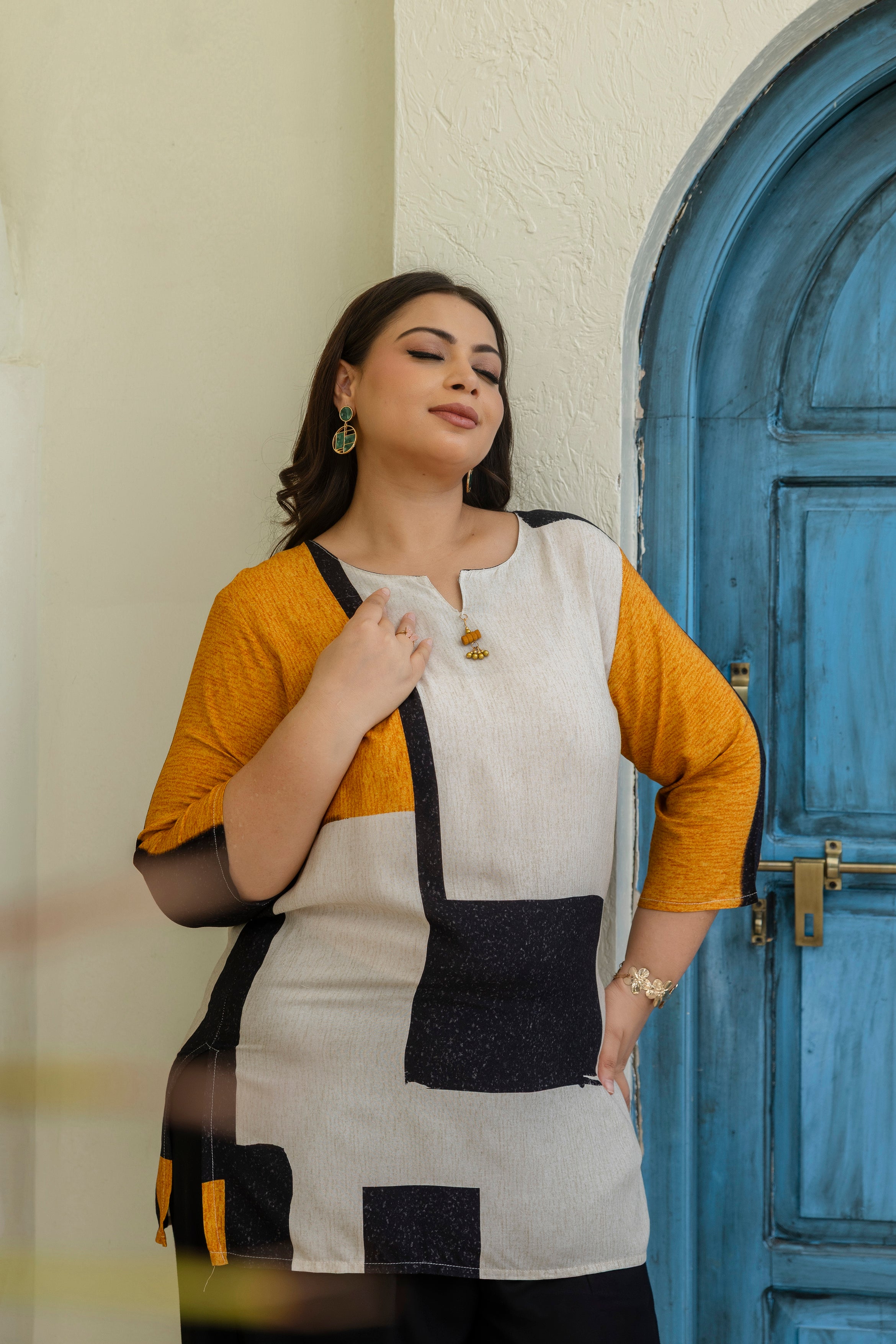 Abstract Color Block Co-Ord Set with Trending FarshiSalwar