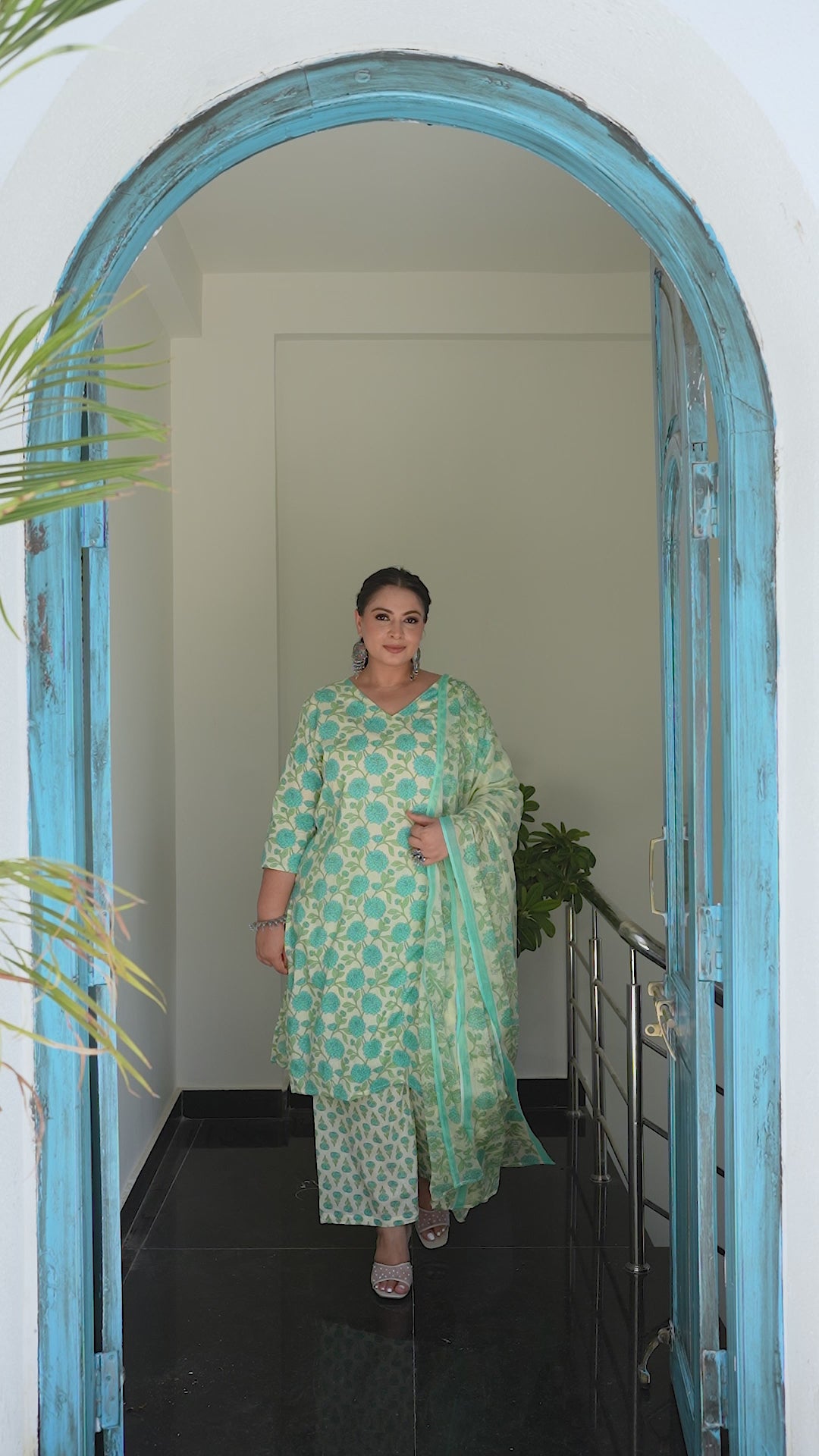 Off White Base With Turkish Print Kurta Set with Dupatta