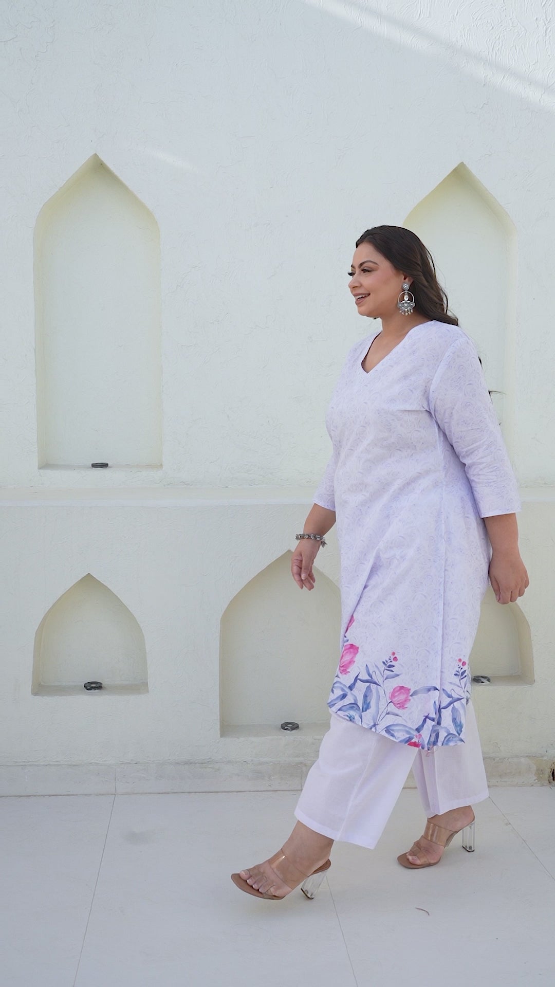Lavender Floral Kurta Palazzo Set